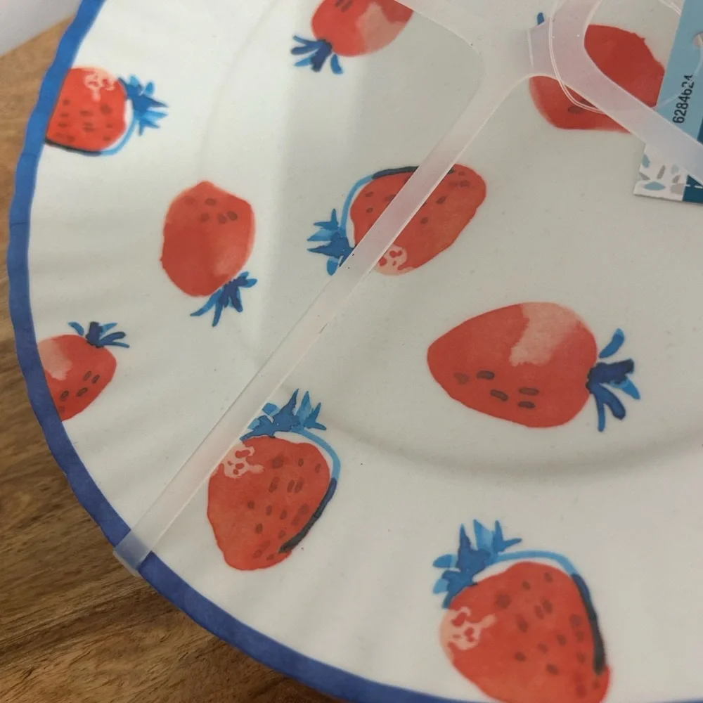 Hobby Lobby Set of 4 Melamine Dessert Plates Strawberries 8”NEW